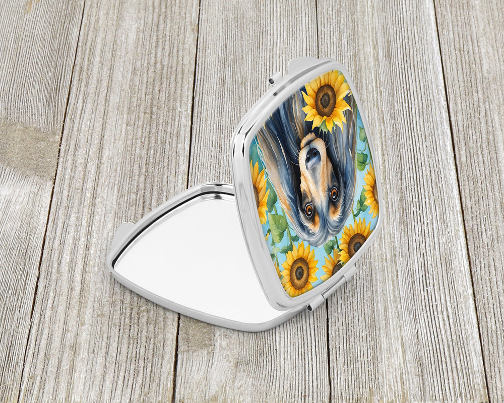 Afghan Hound in Sunflowers Compact Mirror Image 2