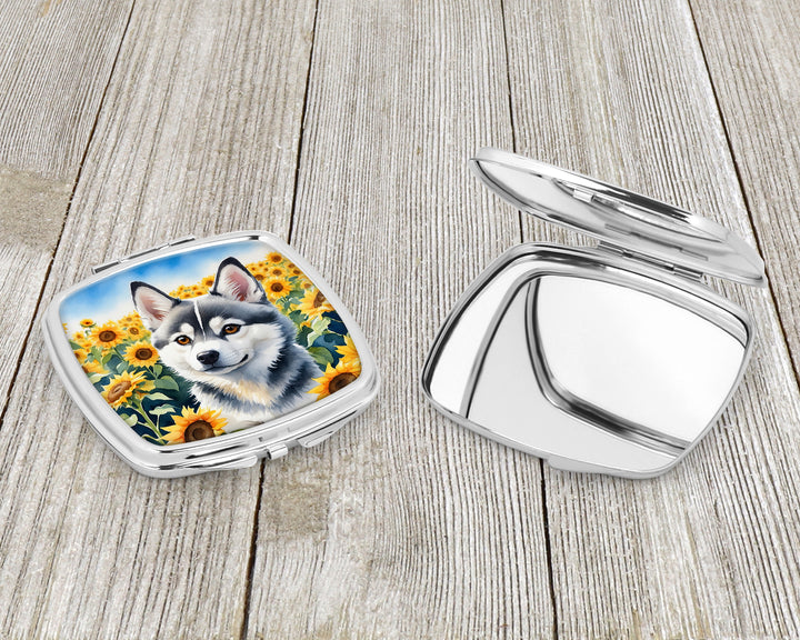 Alaskan Klee Kai in Sunflowers Compact Mirror Image 3