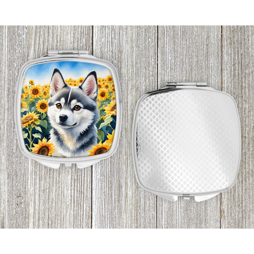 Alaskan Klee Kai in Sunflowers Compact Mirror Image 4