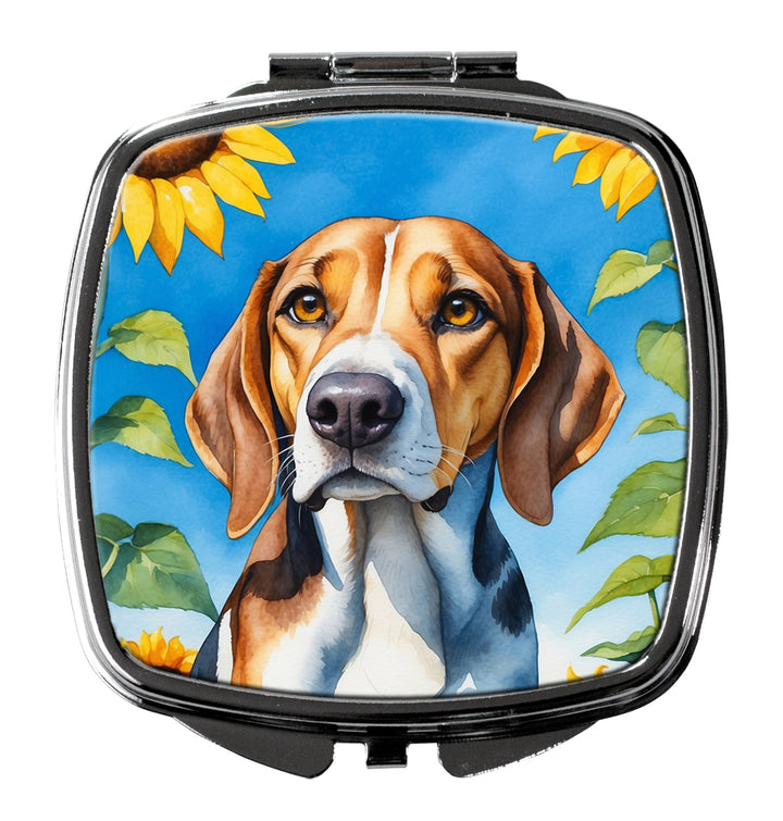 American Foxhound in Sunflowers Compact Mirror Image 1