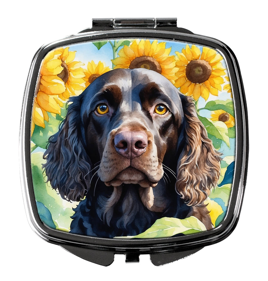 American Water Spaniel in Sunflowers Compact Mirror Image 1