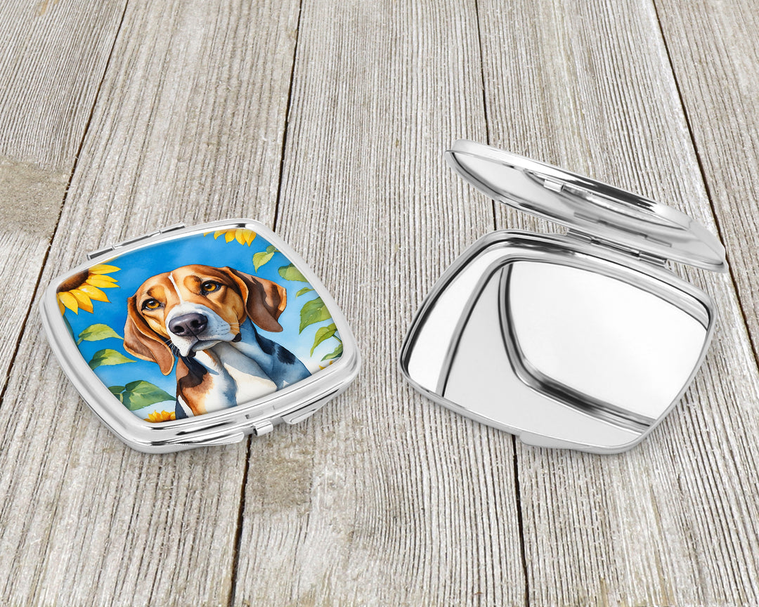 American Foxhound in Sunflowers Compact Mirror Image 3