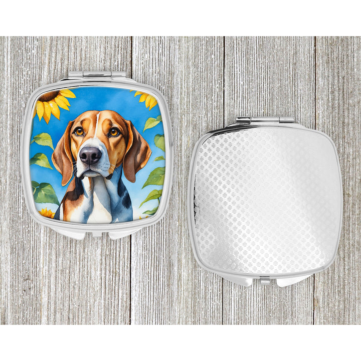 American Foxhound in Sunflowers Compact Mirror Image 4