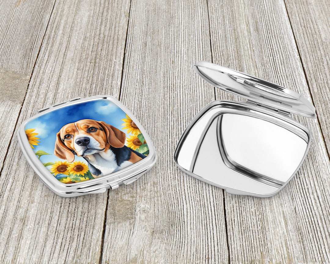 Beagle in Sunflowers Compact Mirror Image 3