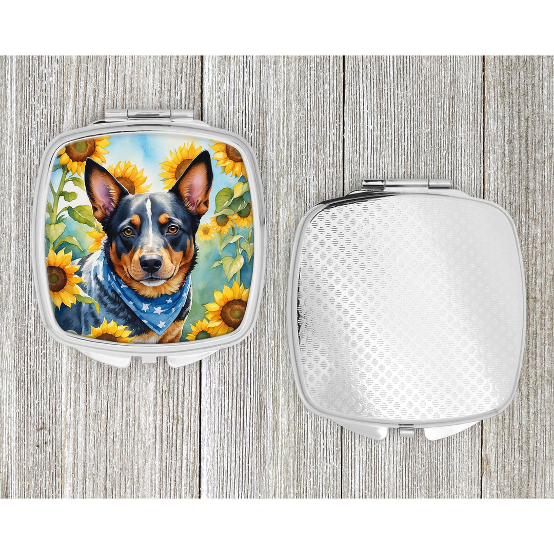 Australian Cattle Dog in Sunflowers Compact Mirror Image 4