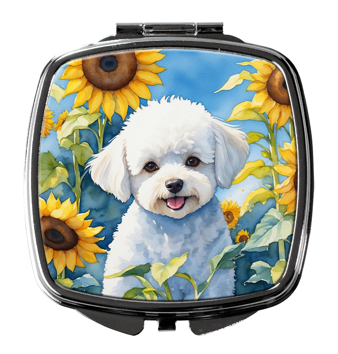 Bichon Frise in Sunflowers Compact Mirror Image 1