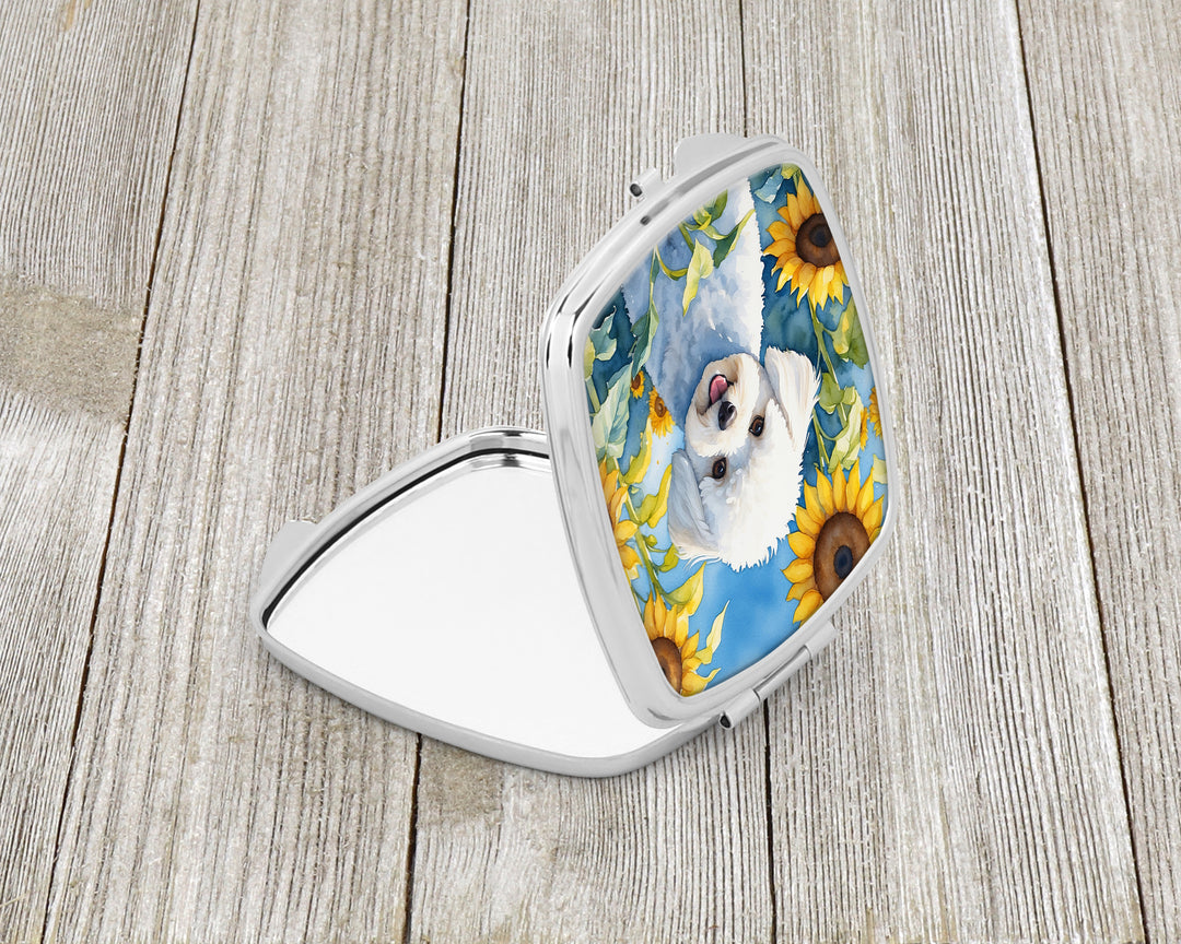 Bichon Frise in Sunflowers Compact Mirror Image 2