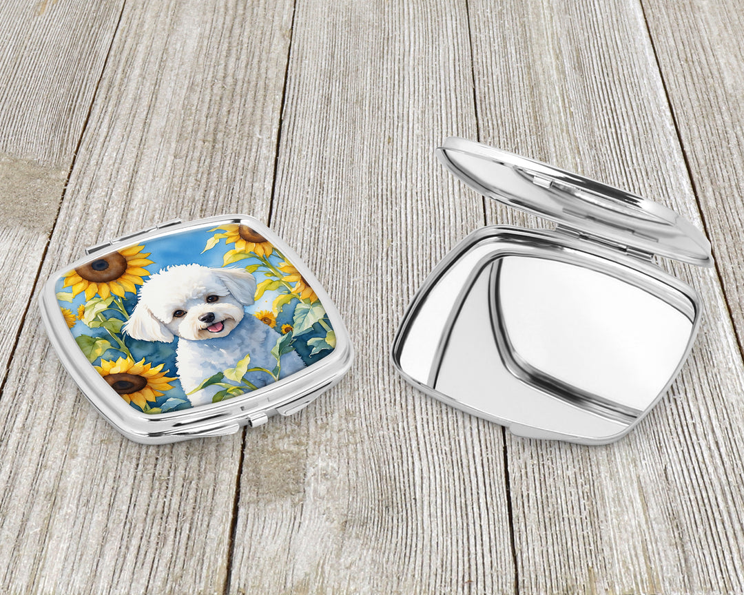 Bichon Frise in Sunflowers Compact Mirror Image 3