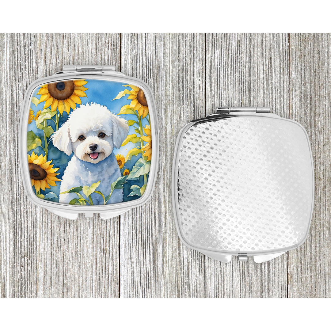 Bichon Frise in Sunflowers Compact Mirror Image 4