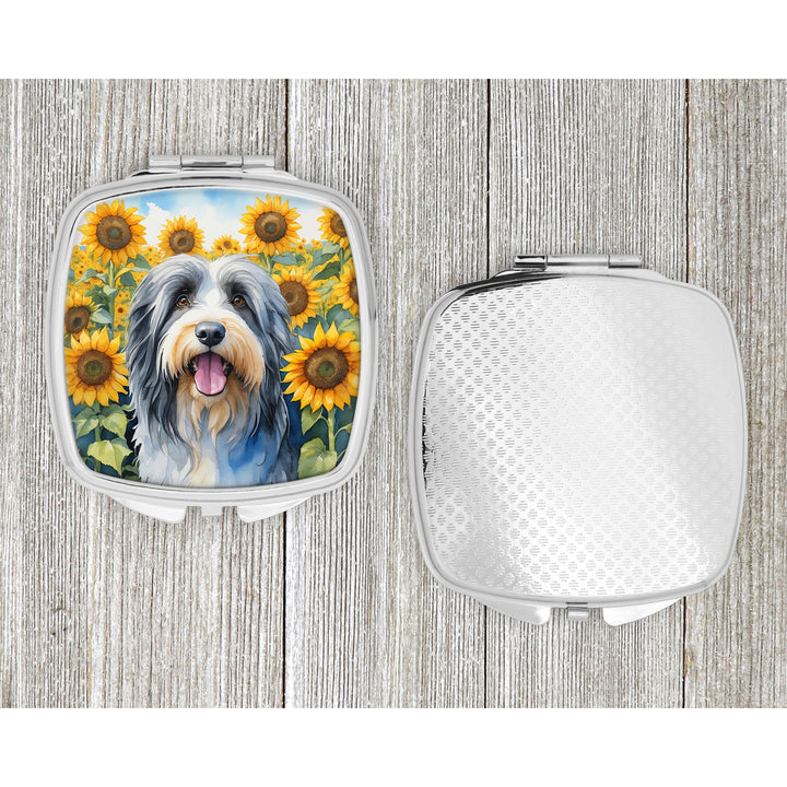 Bearded Collie in Sunflowers Compact Mirror Image 4