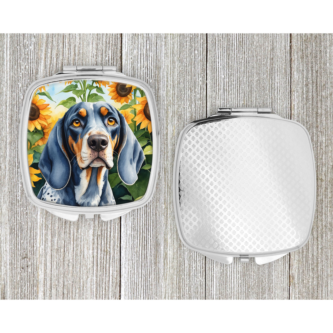 Bluetick Coonhound in Sunflowers Compact Mirror Image 4