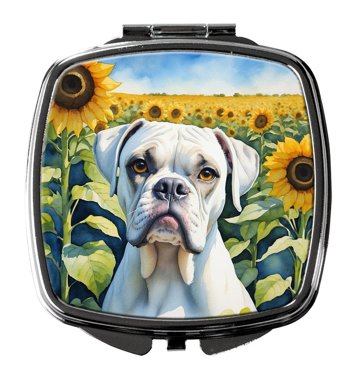 Boxer in Sunflowers Compact Mirror Image 1