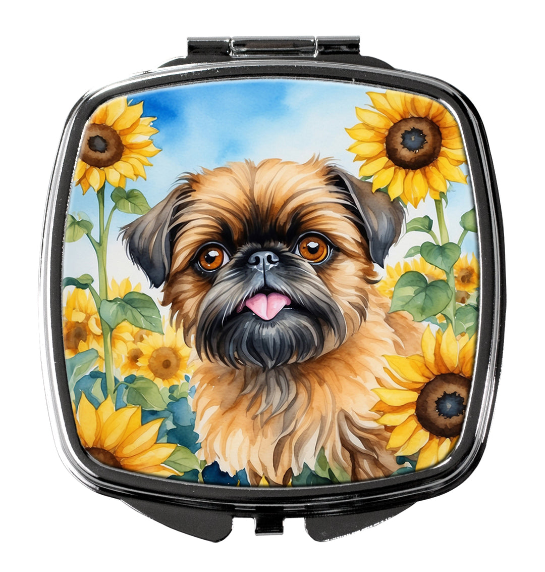 Brussels Griffon in Sunflowers Compact Mirror Image 1
