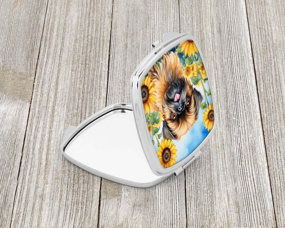 Brussels Griffon in Sunflowers Compact Mirror Image 2