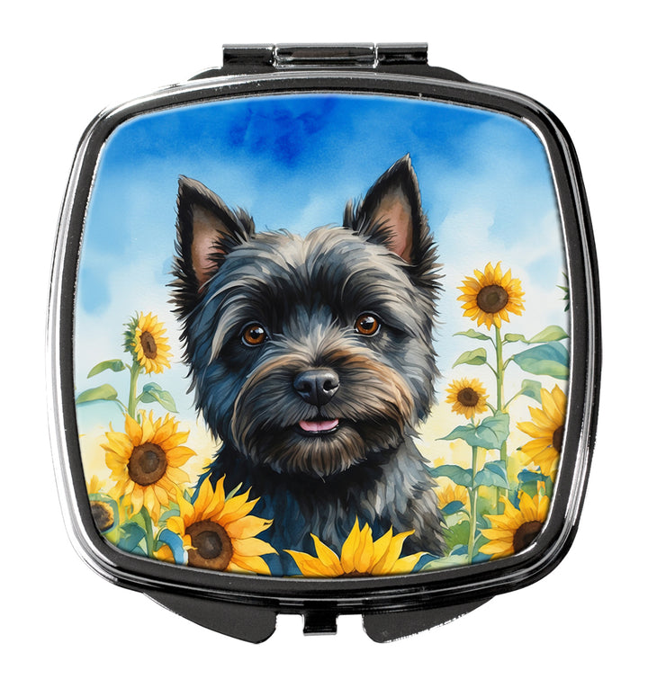Cairn Terrier in Sunflowers Compact Mirror Image 1