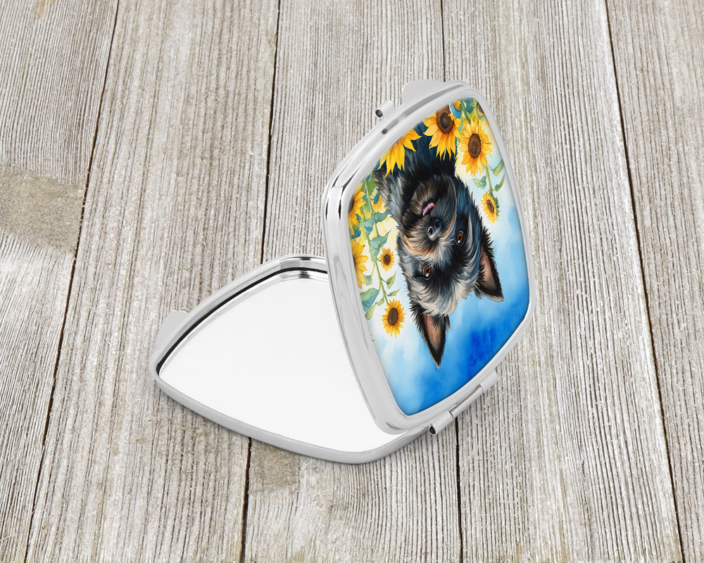Cairn Terrier in Sunflowers Compact Mirror Image 2