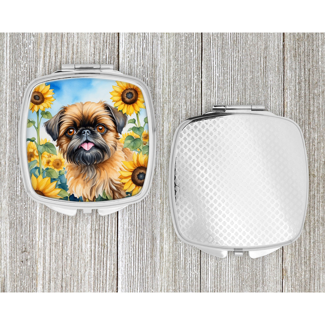 Brussels Griffon in Sunflowers Compact Mirror Image 4