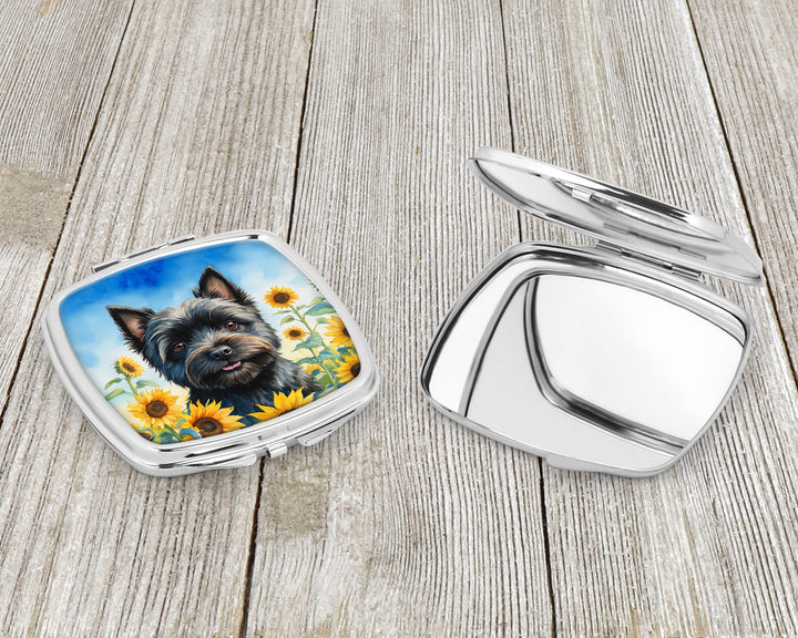 Cairn Terrier in Sunflowers Compact Mirror Image 3