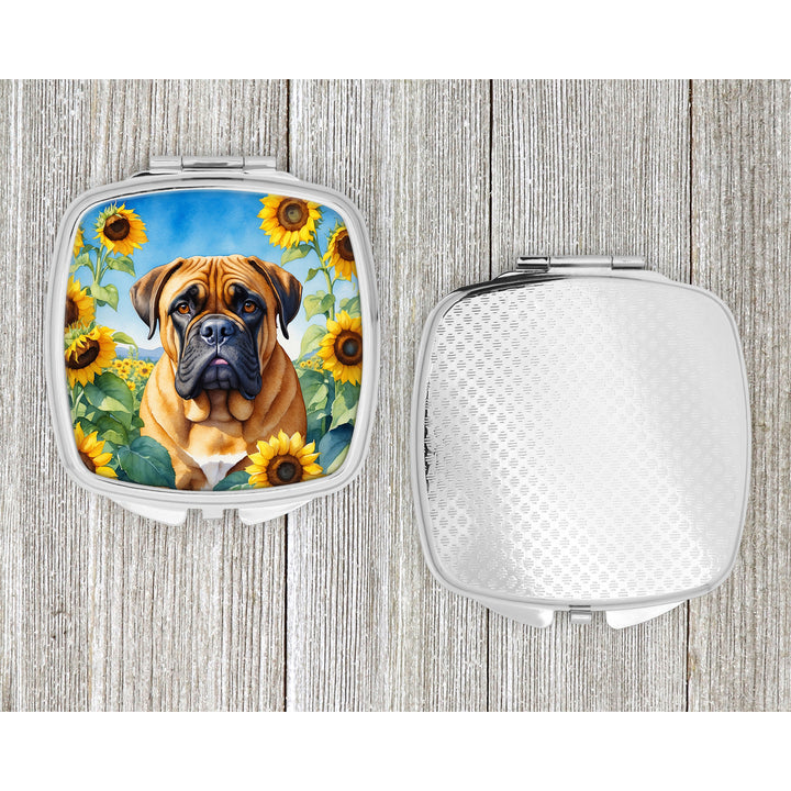 Bullmastiff in Sunflowers Compact Mirror Image 4