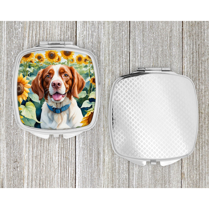 Brittany Spaniel in Sunflowers Compact Mirror Image 4