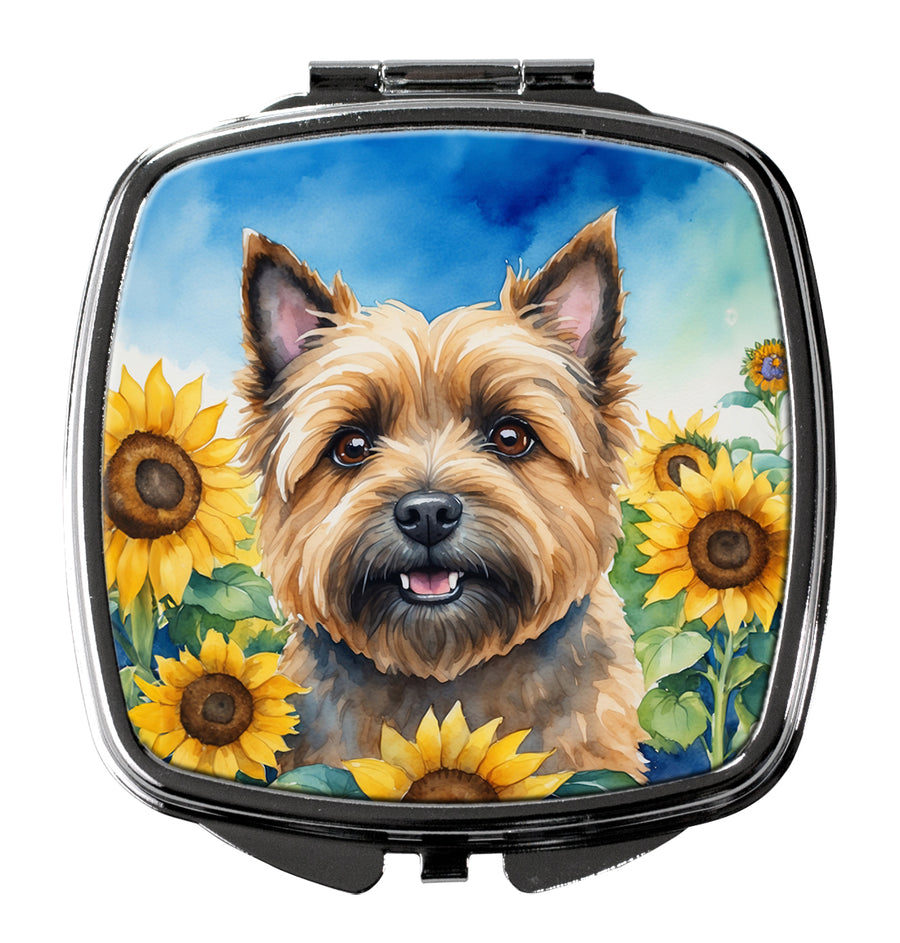 Cairn Terrier in Sunflowers Compact Mirror Image 1