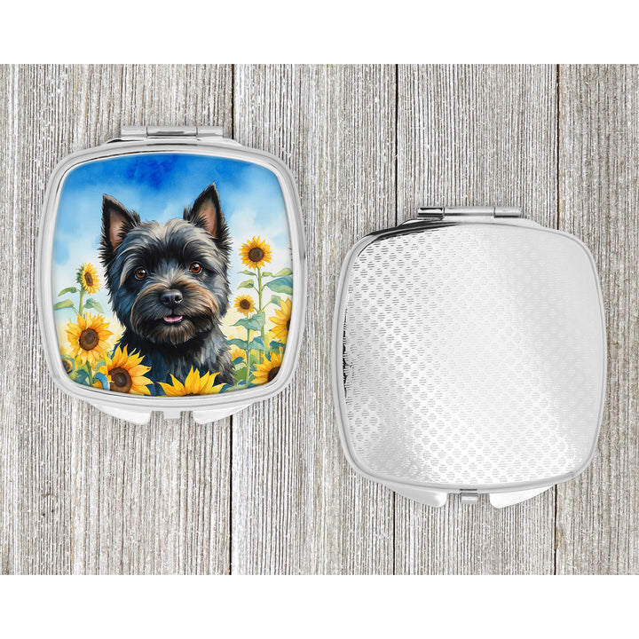 Cairn Terrier in Sunflowers Compact Mirror Image 4