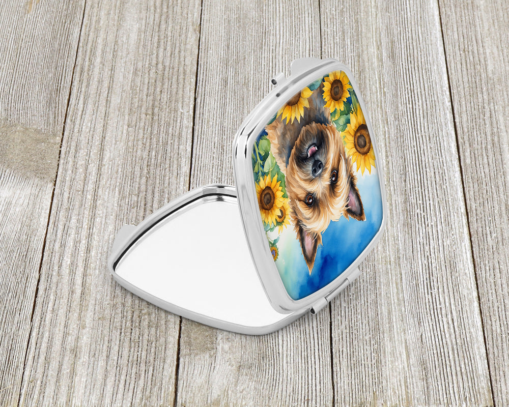 Cairn Terrier in Sunflowers Compact Mirror Image 2