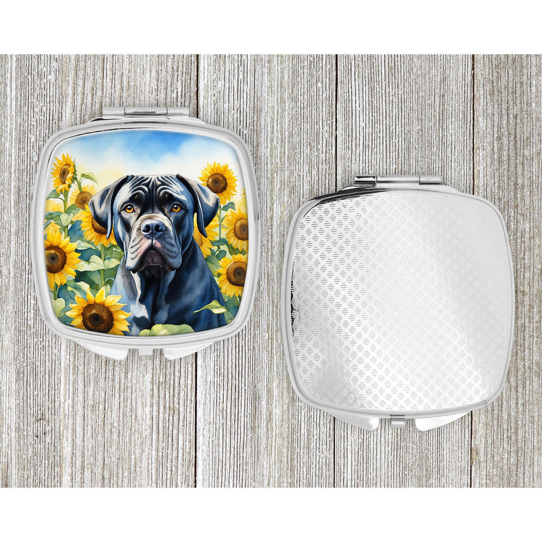 Cane Corso in Sunflowers Compact Mirror Image 4