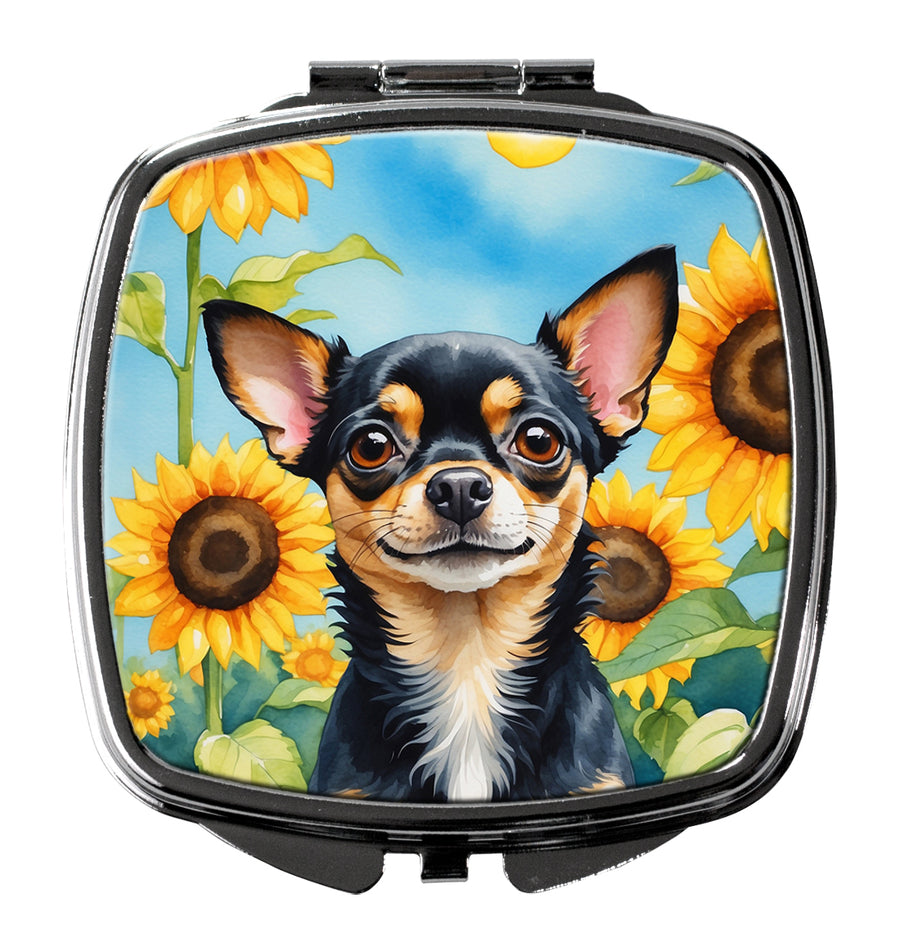 Chihuahua in Sunflowers Compact Mirror Image 1