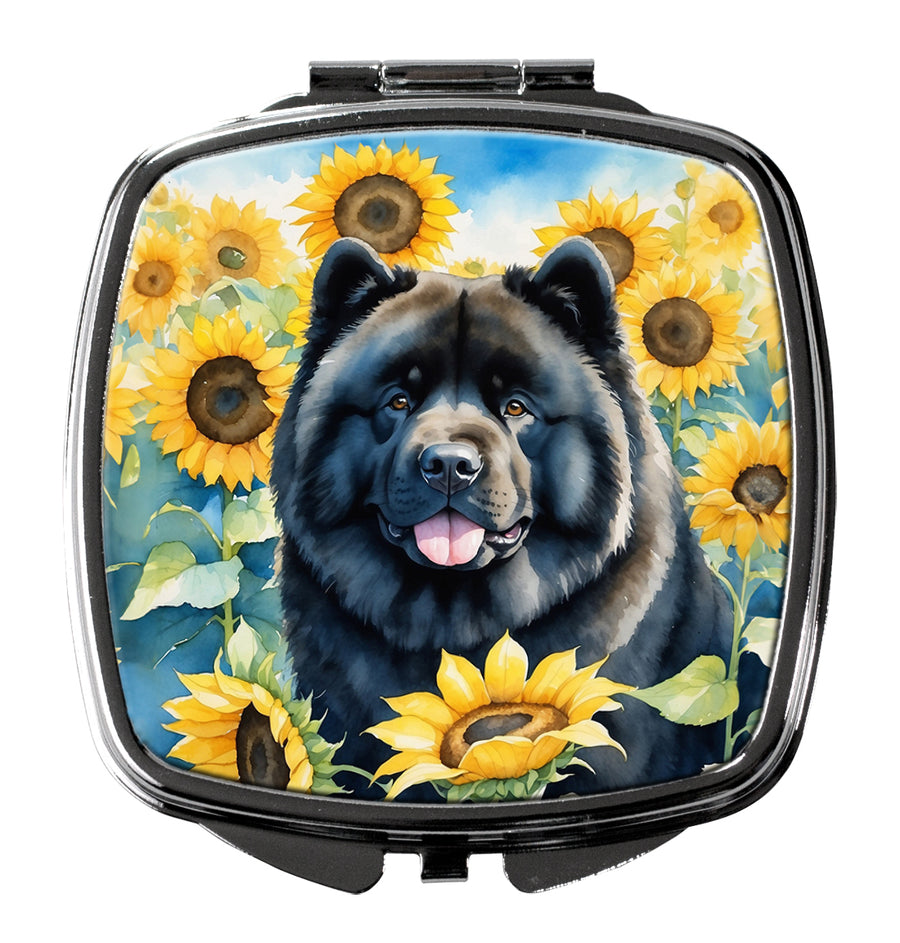 Chow Chow in Sunflowers Compact Mirror Image 1