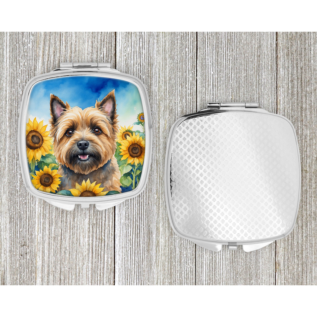 Cairn Terrier in Sunflowers Compact Mirror Image 4