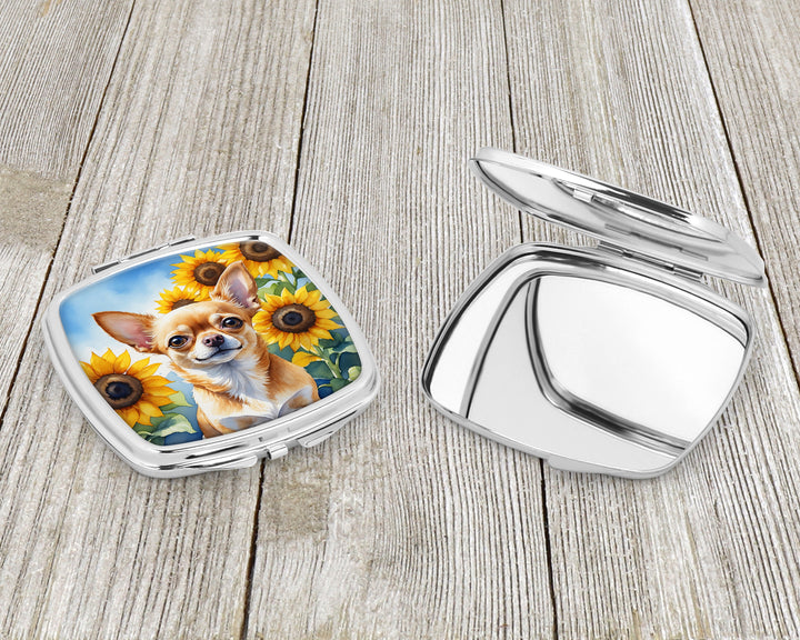 Chihuahua in Sunflowers Compact Mirror Image 3