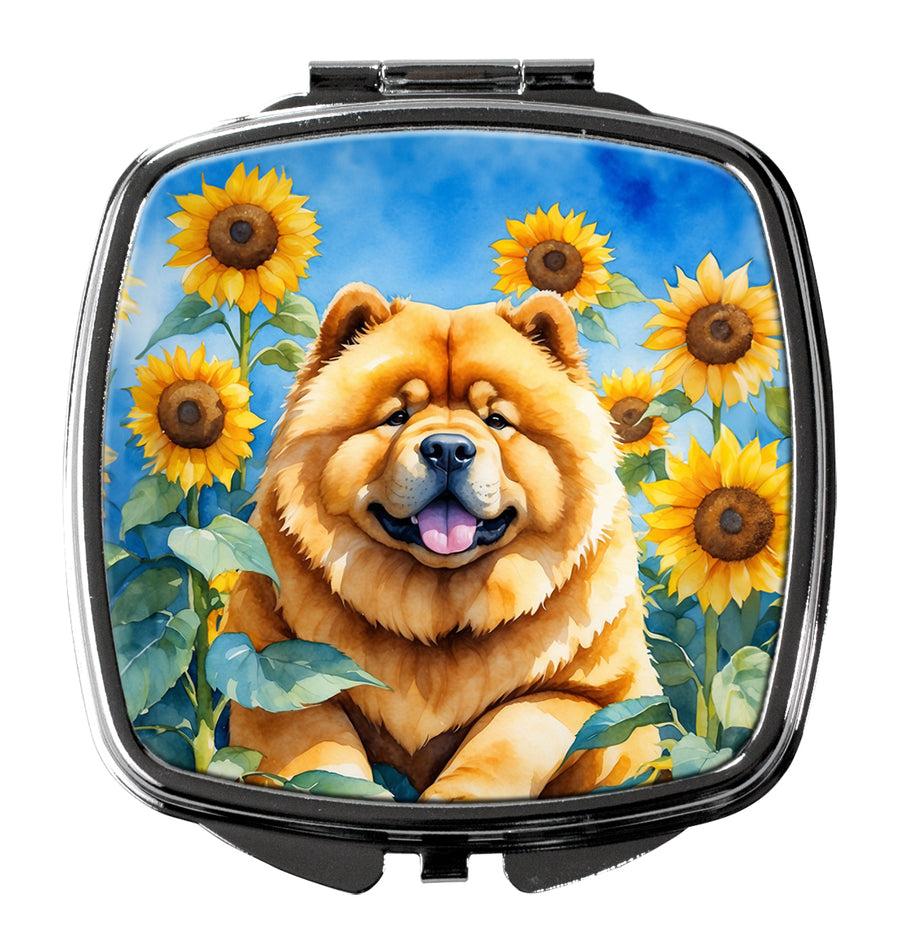 Chow Chow in Sunflowers Compact Mirror Image 1