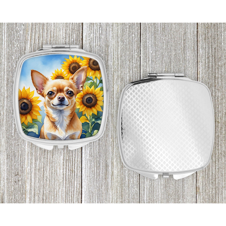 Chihuahua in Sunflowers Compact Mirror Image 4