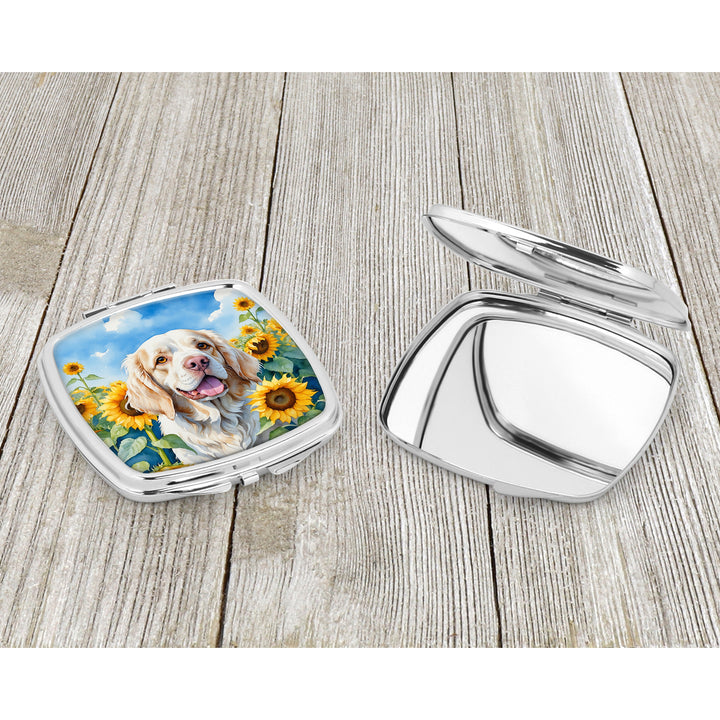 Clumber Spaniel in Sunflowers Compact Mirror Image 3