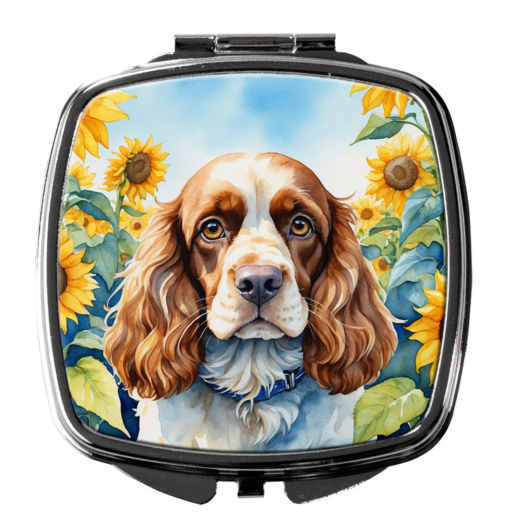 Cocker Spaniel in Sunflowers Compact Mirror Image 1