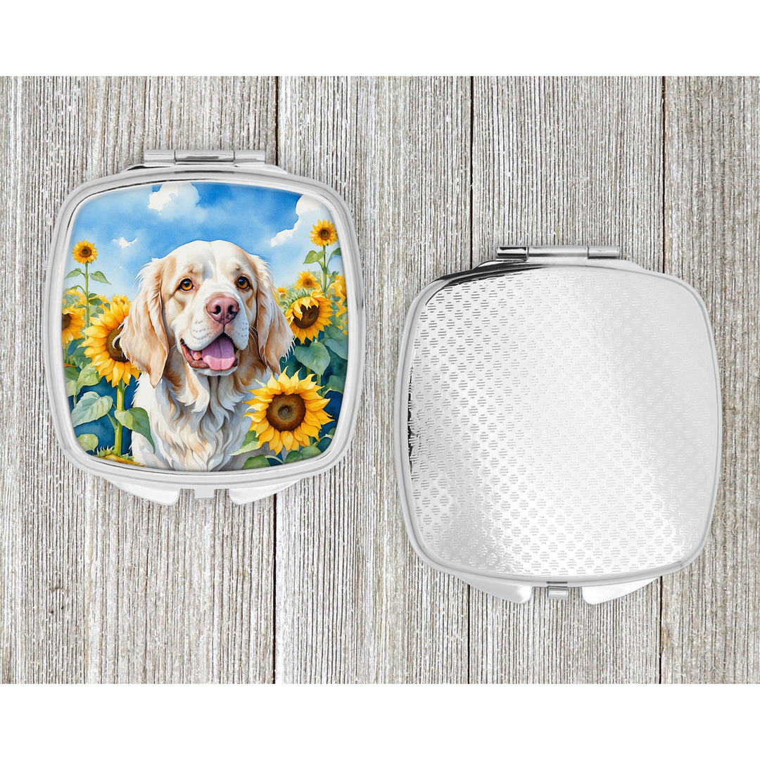 Clumber Spaniel in Sunflowers Compact Mirror Image 4