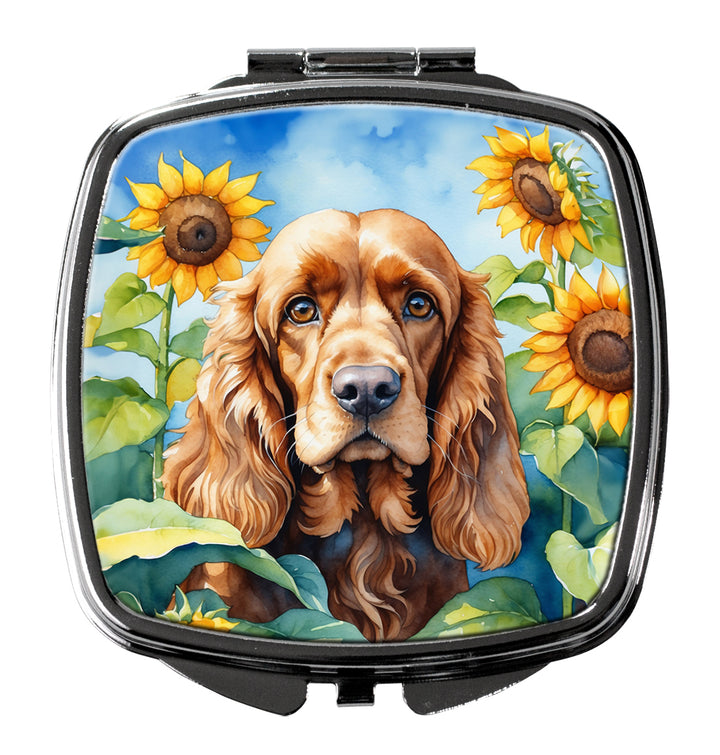 Cocker Spaniel in Sunflowers Compact Mirror Image 1