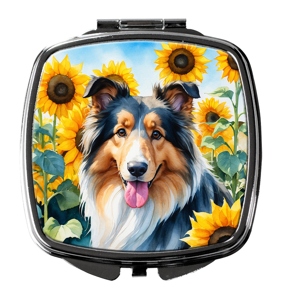 Collie in Sunflowers Compact Mirror Image 1