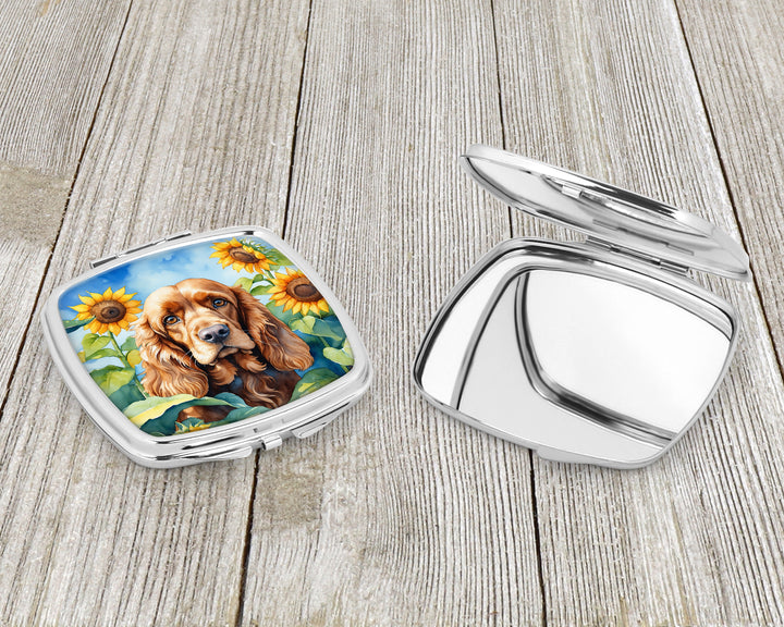 Cocker Spaniel in Sunflowers Compact Mirror Image 3