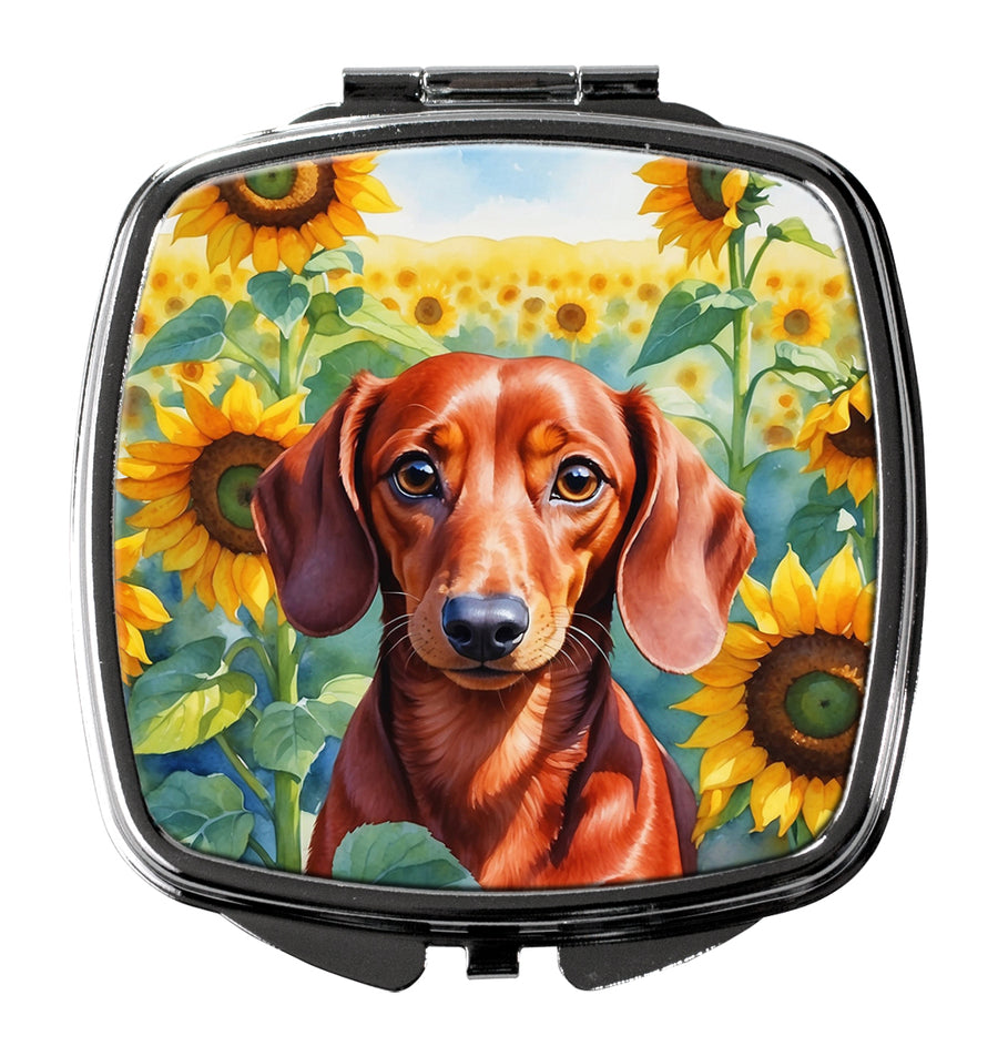 Dachshund in Sunflowers Compact Mirror Image 1