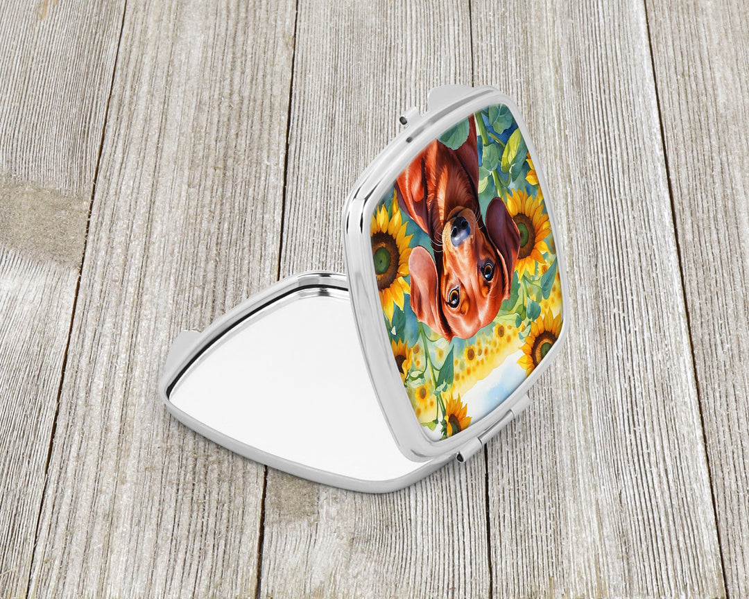 Dachshund in Sunflowers Compact Mirror Image 2