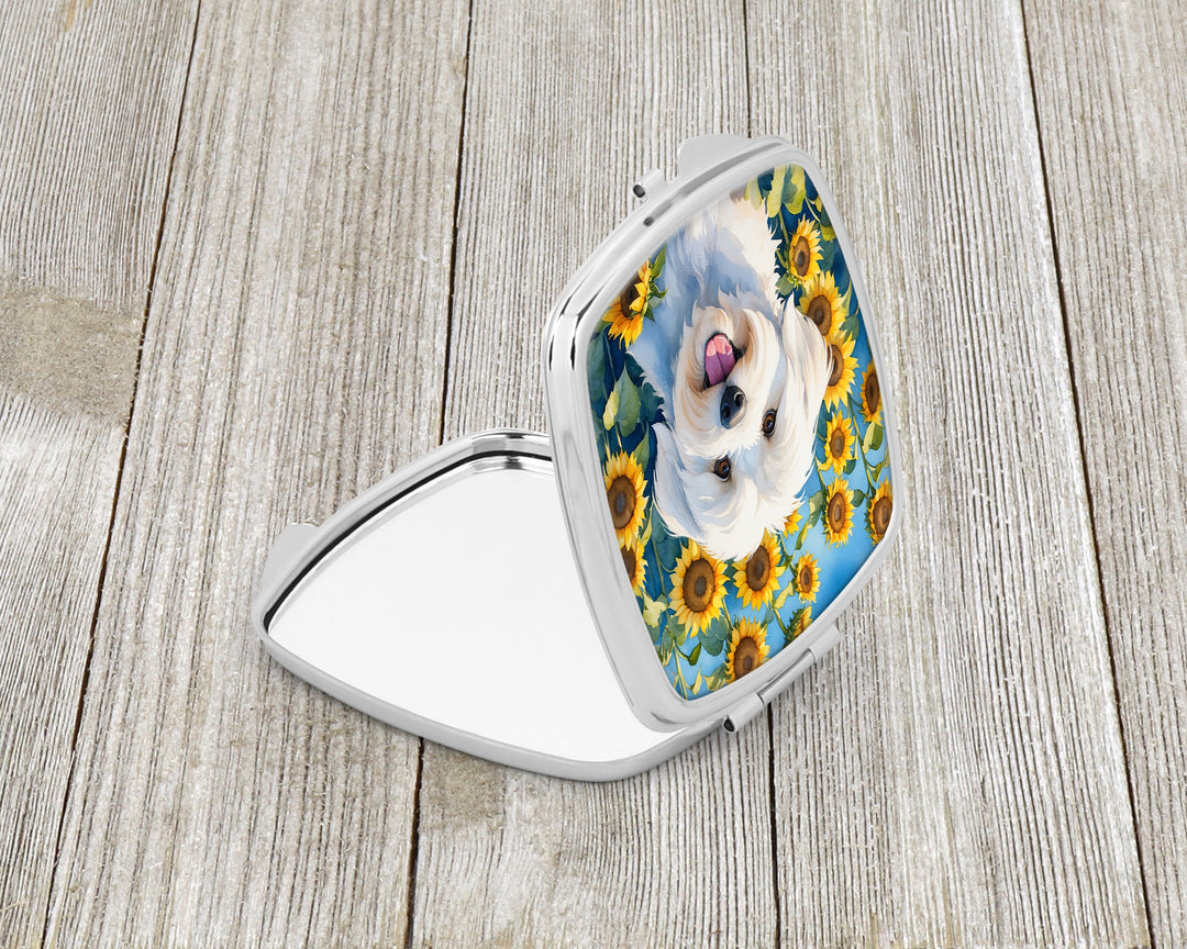 Coton de Tulear in Sunflowers Compact Mirror Image 2