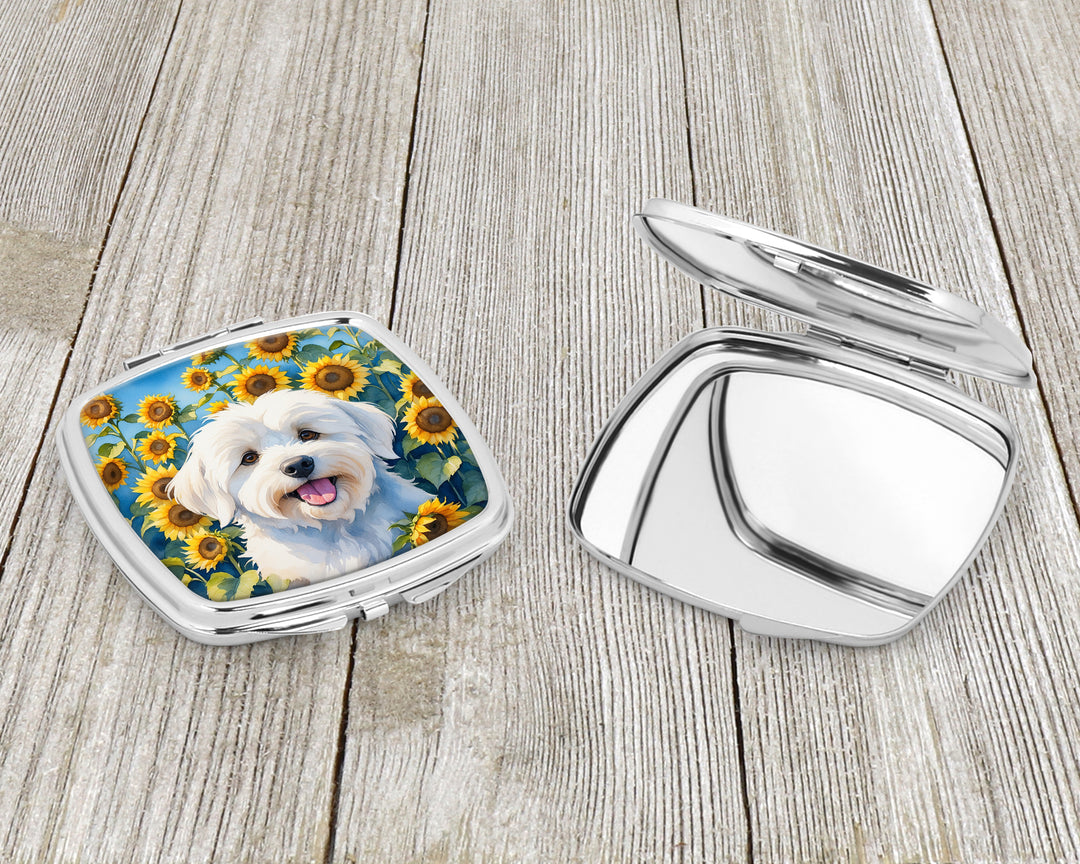 Coton de Tulear in Sunflowers Compact Mirror Image 3