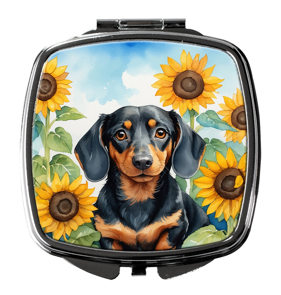 Dachshund in Sunflowers Compact Mirror Image 1