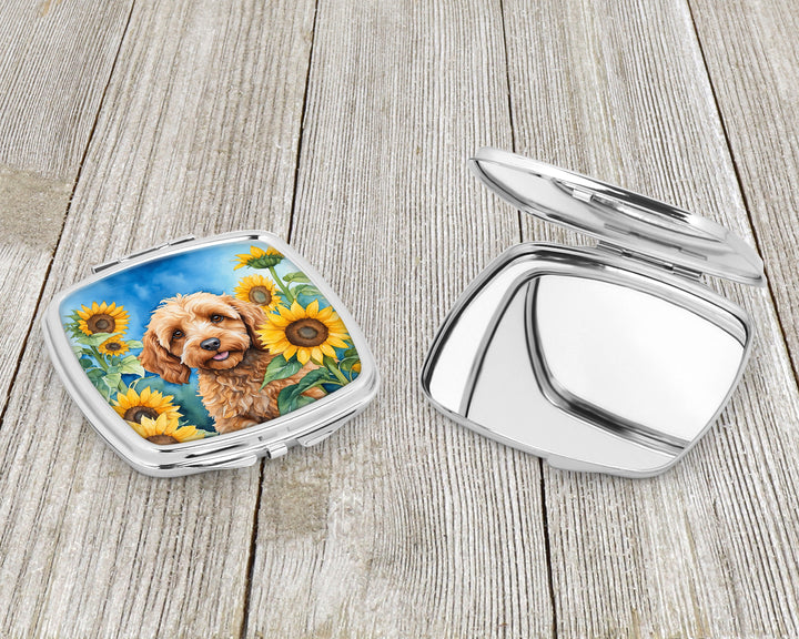 Cockapoo in Sunflowers Compact Mirror Image 3