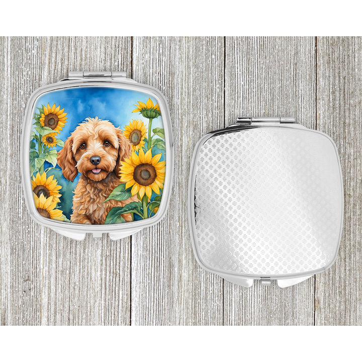Cockapoo in Sunflowers Compact Mirror Image 4