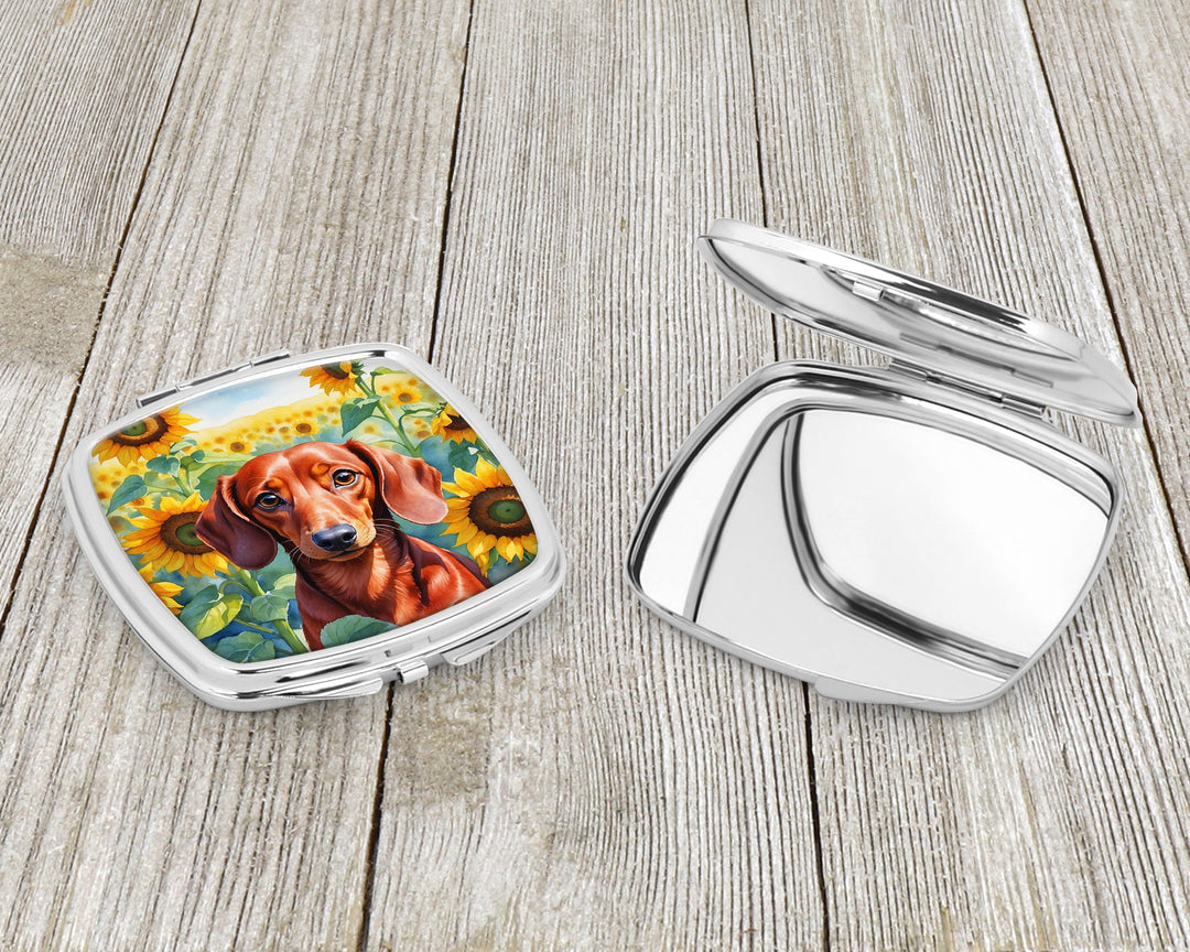 Dachshund in Sunflowers Compact Mirror Image 3