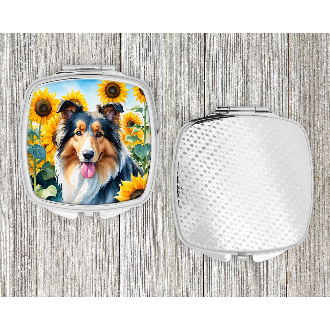 Collie in Sunflowers Compact Mirror Image 4