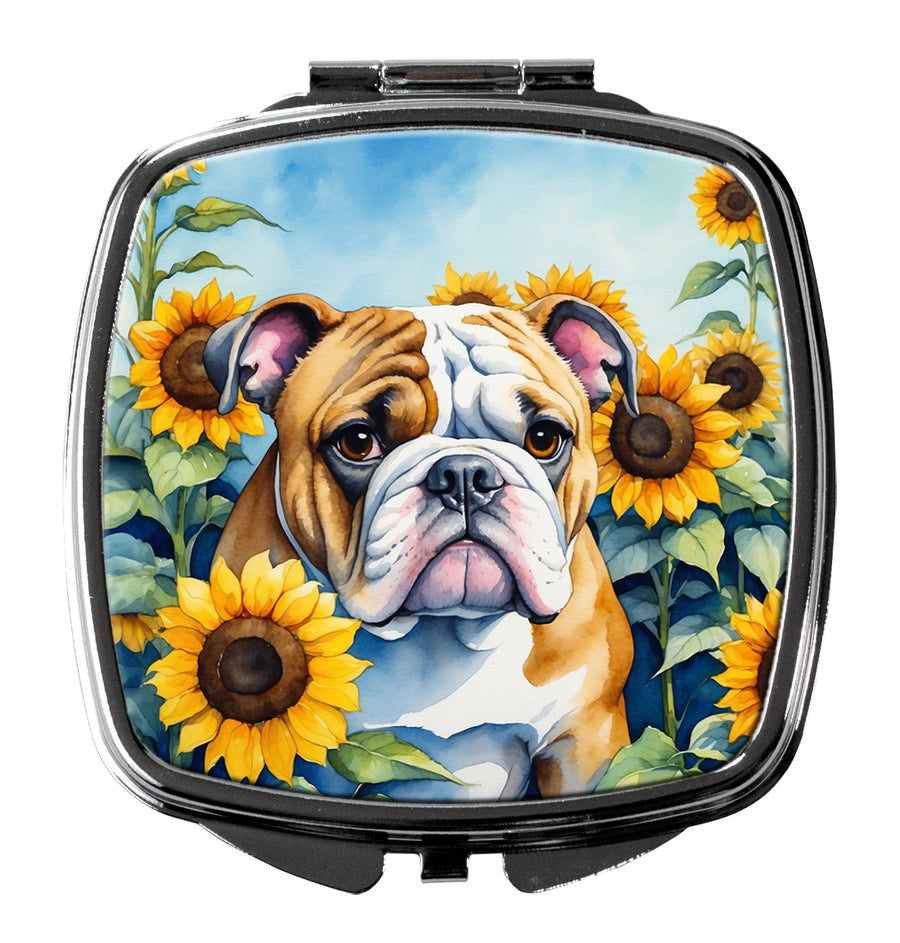 English Bulldog in Sunflowers Compact Mirror Image 1